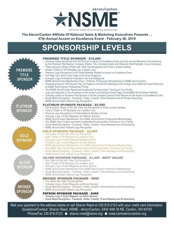 NSME 2019 Sponsorship Levels